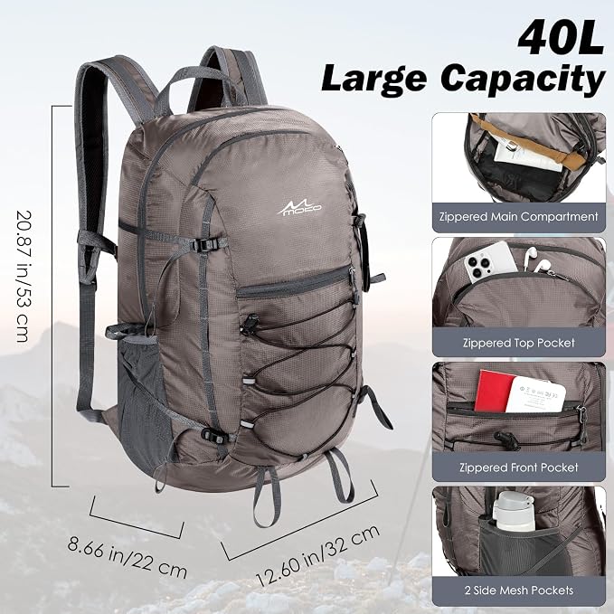 MoKo Hiking Backpack, 40L Large Capacity Camping Backpack - Image 2