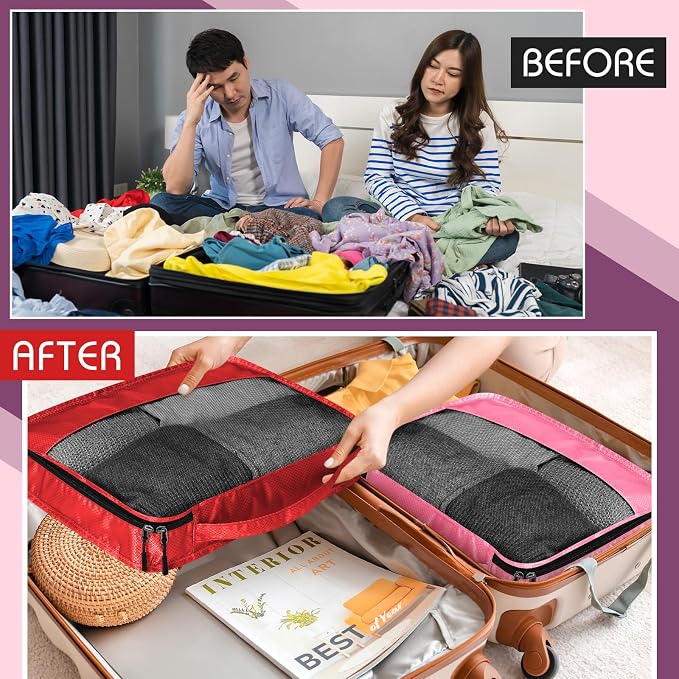 5 Pcs Packing Cubes for Suitcase Large Travel Cubes Carry on Luggage Organizer - Image 5