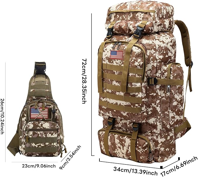 80L 2Pcs Hiking Backpack for Men - Image 6