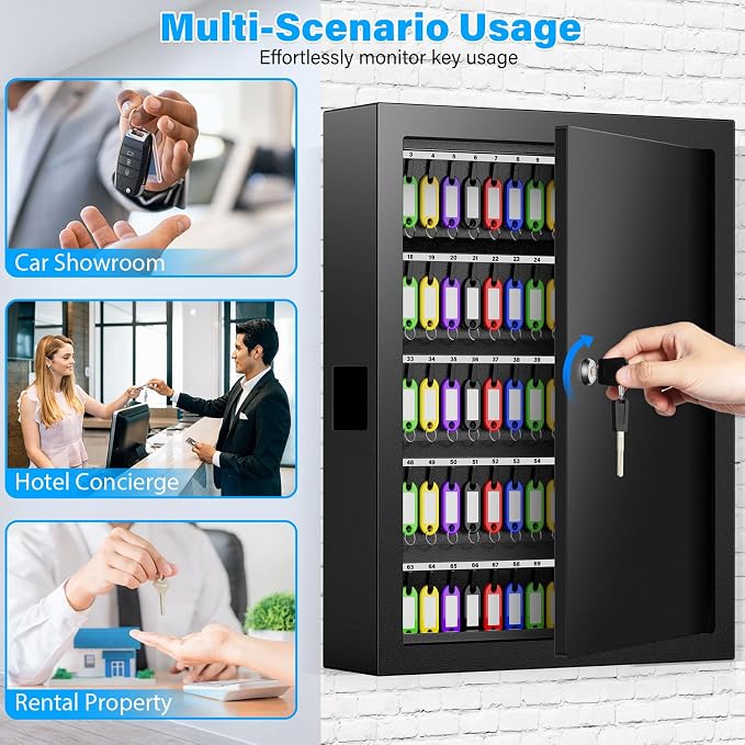 125 Keys Key Lock Box Wall Mount, Anti-Theft Key Organizer - Image 7
