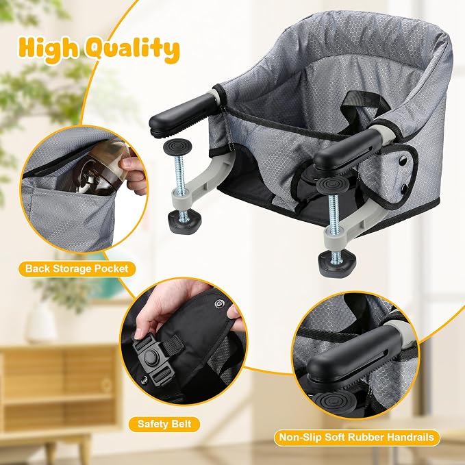 Hook On Chair with Removable Dining Tray, Folding Baby Chair, Portable Table - Image 7