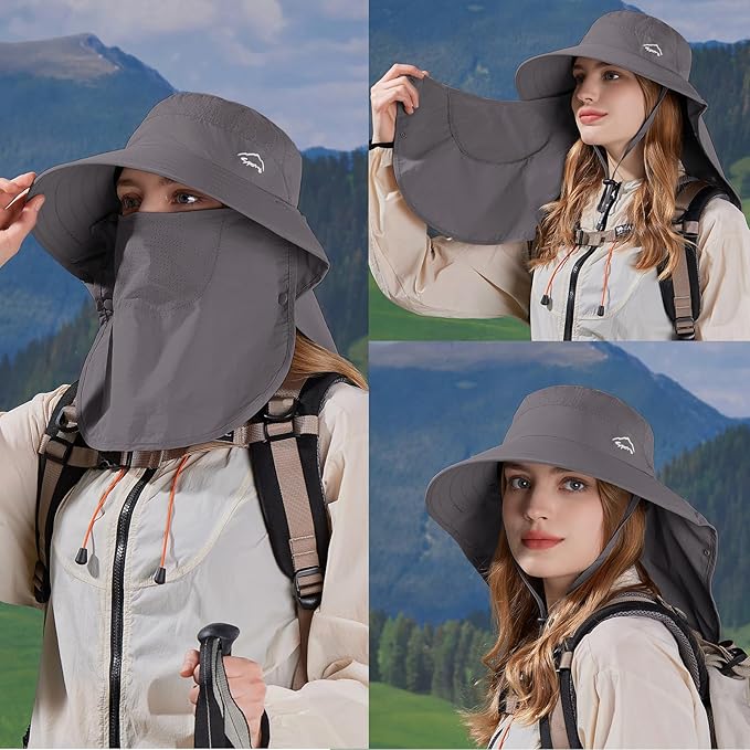 Sun Hat for Men Women with Neck Flap, UPF 50+ UV Protective Hiking Fishing Hats - Image 3