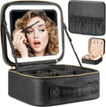 Makeup Travel Train Case with Mirror LED Light 3 Adjustable Brightness Large by Extrei+Gent