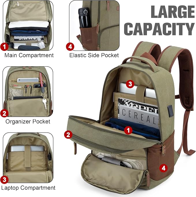 Tzowla Canvas Laptop College Backpack - Image 2