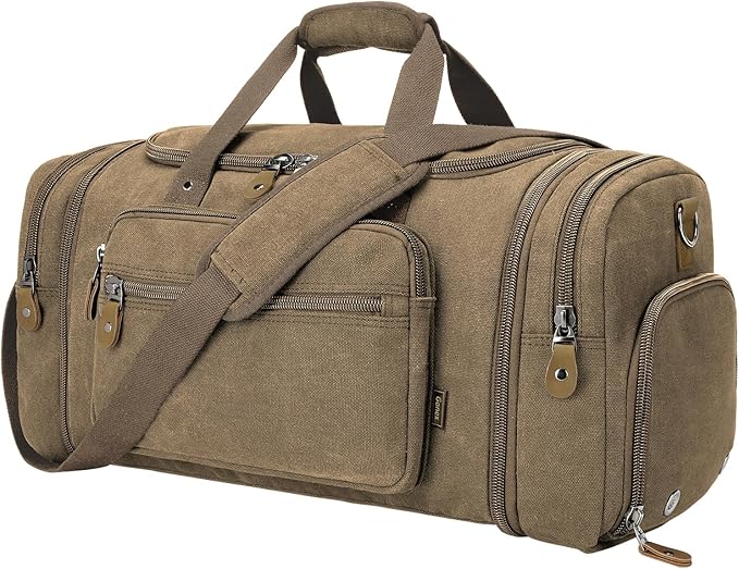 Gonex Canvas Duffle Bag 60L Travel Duffel Overnight Weekend Bag by Gonex