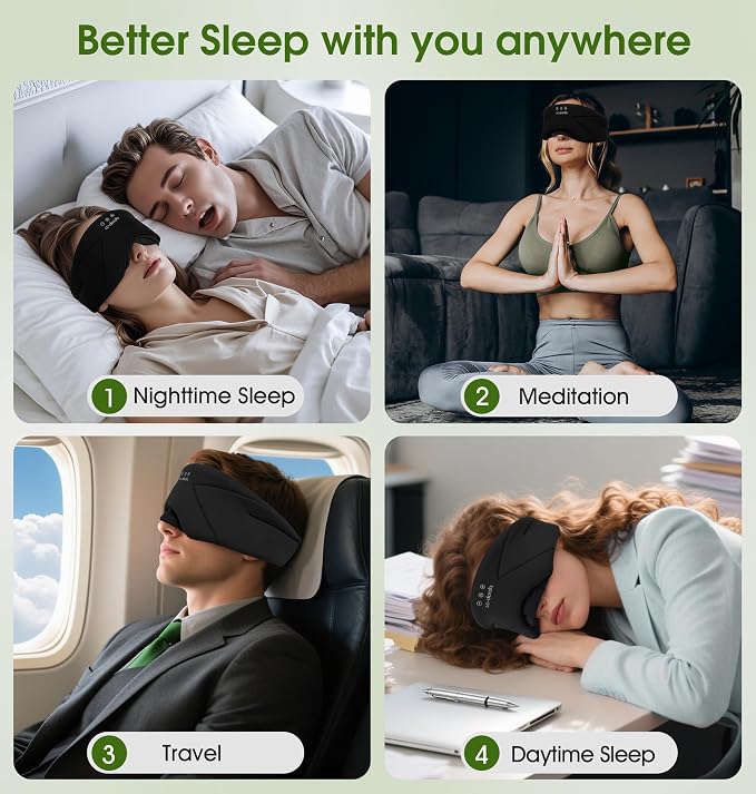 LC-dolida Sleep Mask with Headphones Bluetooth 5.4, Wireless Music Eye Mask - Image 7