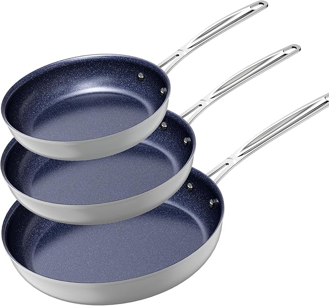 Nuwave 3-Piece Fry Pan Set, 12” Forged Lightweight, G10 Healthy Duralon Blue by NuWave