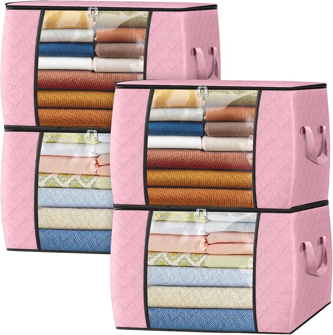 Fab totes 24 Gallons Clothes Storage, Foldable Thick Fabric Blanket Storage Bags by Fabtotes