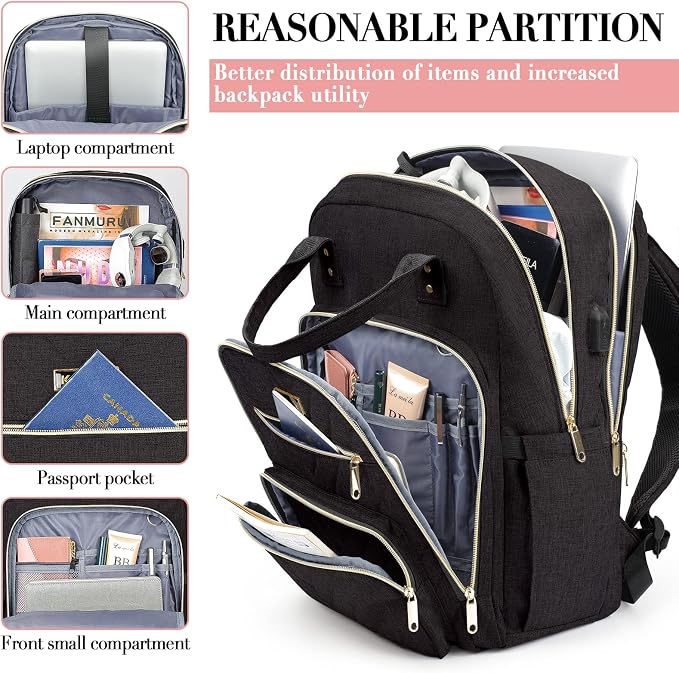 Travel Laptop Backpack for Women, School Backpack for Teens, 15.6 Inch Work - Image 2