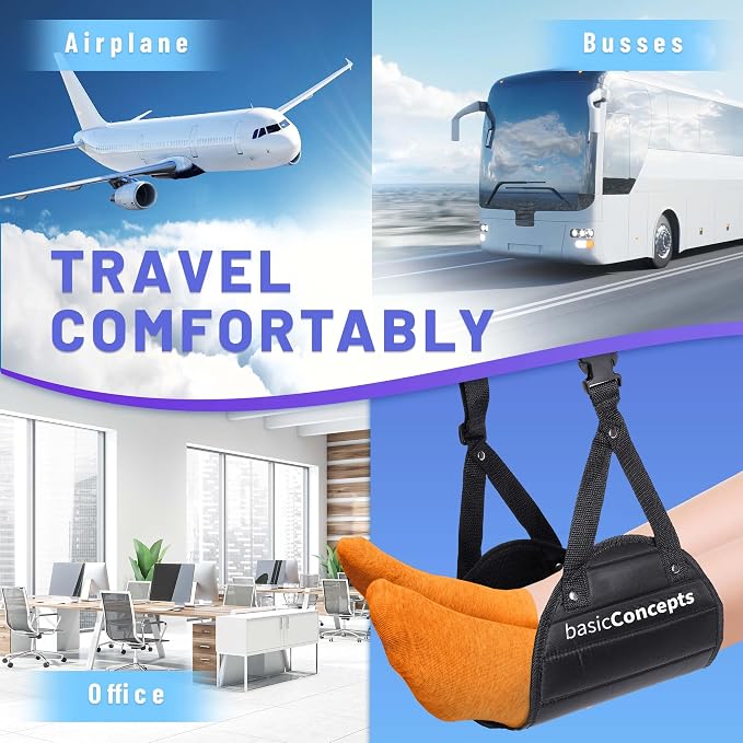 BASIC CONCEPTS Airplane Adjustable Foot Hammock, Perfect or Office Footrest to - Image 7