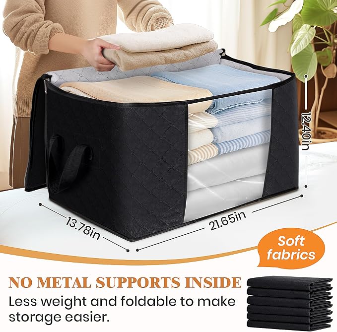 Fab totes 3 Pack Clothes Storage, Foldable Thick Fabric Blanket Storage Bags - Image 2