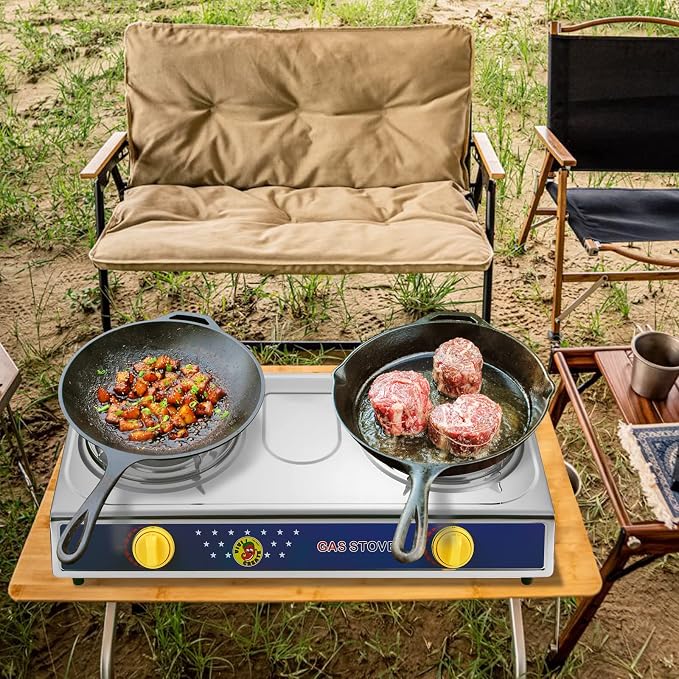 Vivicreate 2 Burner Propane Gas Stove Outdoor Cooking Portable Double Burner - Image 2