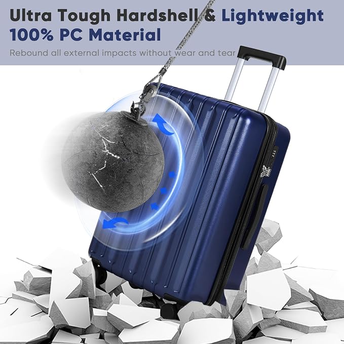 SHOWKOO Luggage Sets 3 Piece 100% PC Ultra Tough Hardside Expandable Suitcases - Image 3