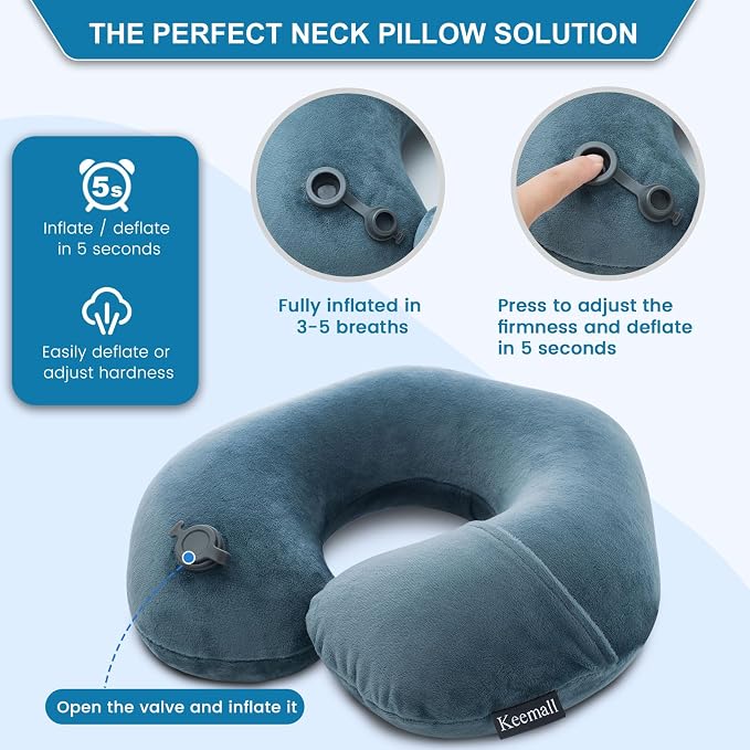 2Pack Inflatable Travel Neck Pillow - Image 3