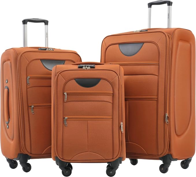 Merax Softside Luggage Set Softshell Lightweight 3 Piece Spinner Suitcase 22" by Merax