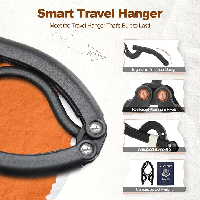 HOUSE DAY Foldable Travel Hangers 10 Pack w/10 Clips, Cruise Essentials 2025 - Image 9