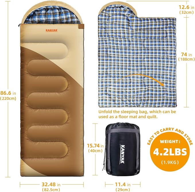 Camping Sleeping Bag, 32℉ Sleeping Bags - Image 2
