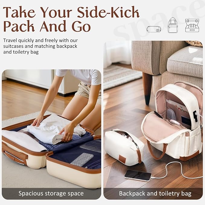 Coolife Luggage Sets Suitcase Set 3 Piece Luggage Set Carry On Hardside Luggage - Image 6
