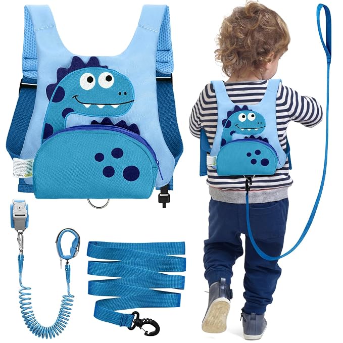 Dr.meter 3 in 1 Toddler Harness Leash + 8.2ft Anti Lost Wrist Link, Cute by Drmeter