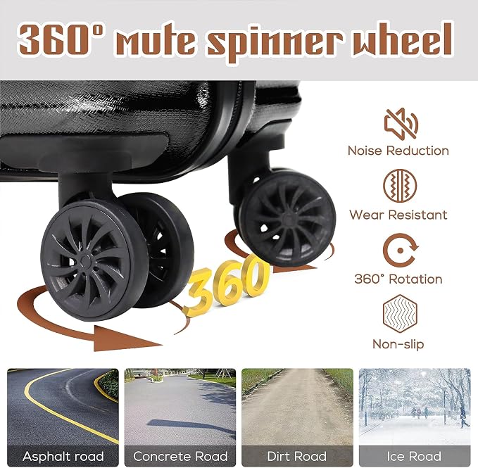 Luggage Set 3 Piece Luggage Set ABS hardshell Spinner Wheels Luggage Carry on - Image 4