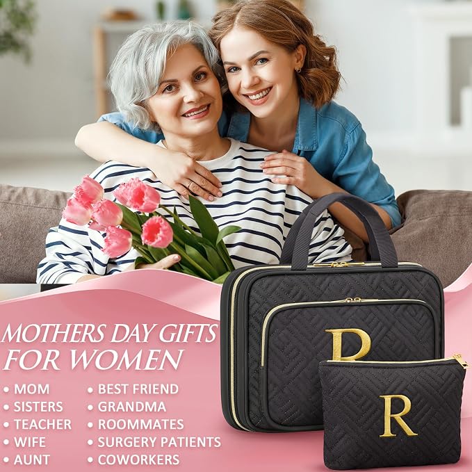 Gifts for Women, Initial Toiletry Makeup Bag Hanging Cosmetic Organizer - Image 8