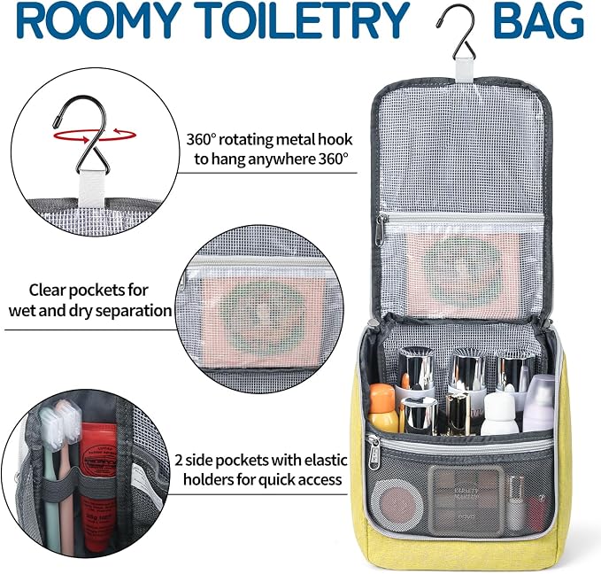 Travel Hanging Toiletry bag for Men & Women, Water-resistant Sturdy Nylon - Image 3