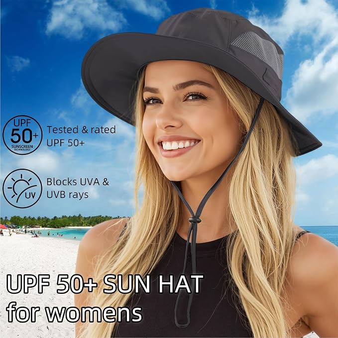 Connectyle Women's UPF 50+ Sun Hat UV Protection Wide Brim Bucket Hat Summer - Image 2