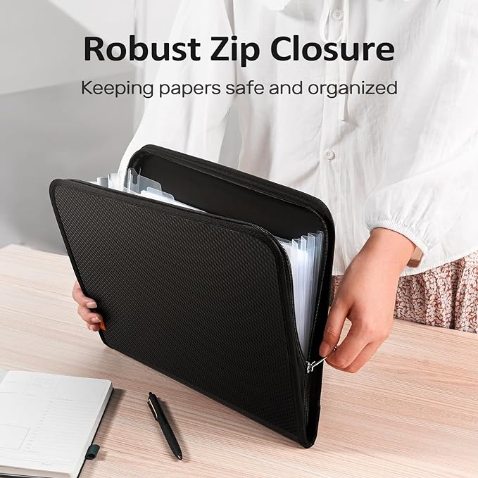Sooez 7 Pockets Accordion File Organizer, Zipper Expanding File Folder - Image 2