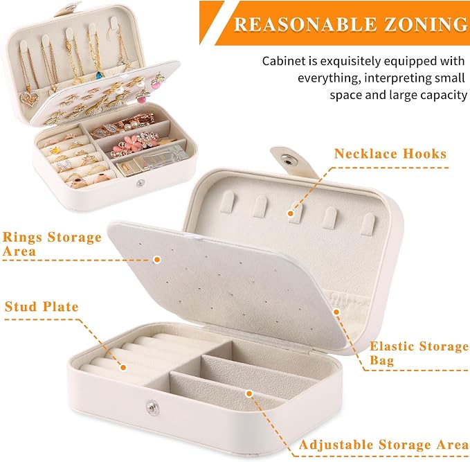 Travel Jewelry Box, PU leather Small Jewelry Organizer - Image 3