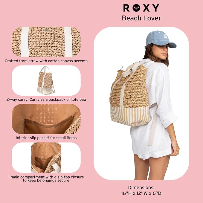 Roxy Women's Beach Tote Bag | Travel | Vacation | Straw | Lightweight | - Image 6