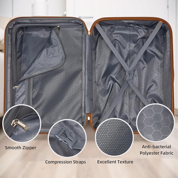 LARVENDER Luggage Sets 5 Piece Hardside Expandable Suitcase - Image 5