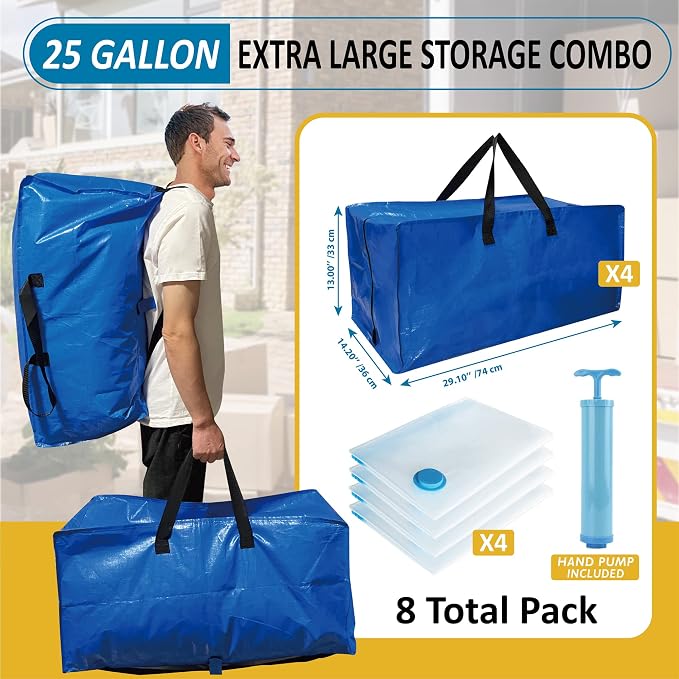 8 Pack Heavy Duty Extra Large Moving Bags - Image 2