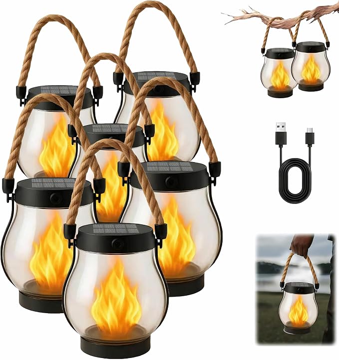 Kaliqo Solar Lantern Outdoor Lights Solar Lantern Waterproof Flickering Flame by Unknown