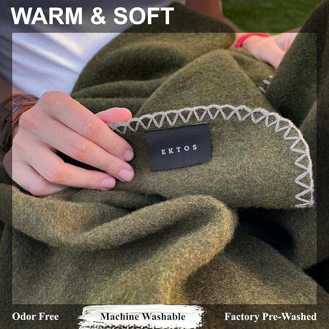 EKTOS 100% Virgin Wool Blanket, Best Camp Bedding, Extra Large - Image 2