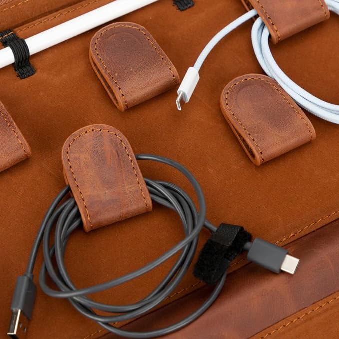 Medicine Handmade Leather Cable Organizer Bag – Full-Grain Leather Travel Tech - Image 6