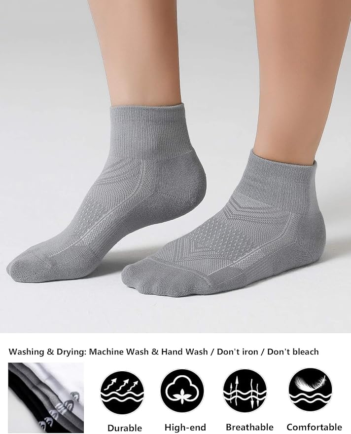 CS CELERSPORT 6 Pairs Women's Running Ankle Socks Athletic Sport Socks Cushioned - Image 3