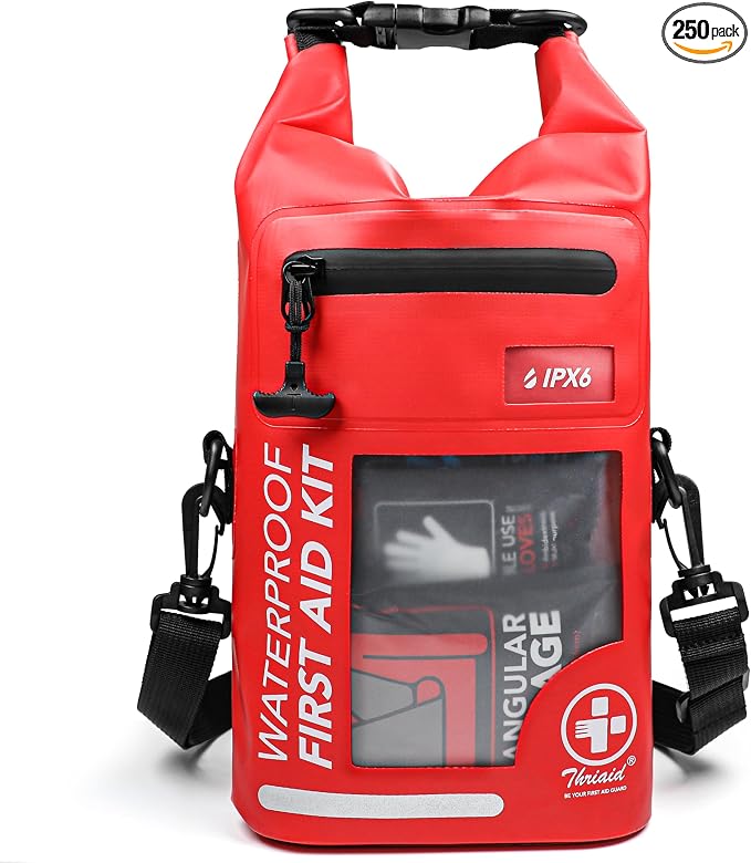 250 PCS Waterproof First Aid Kit, Roll Top Reflective Boat Dry Bag Bug Out Bags by THRIAID