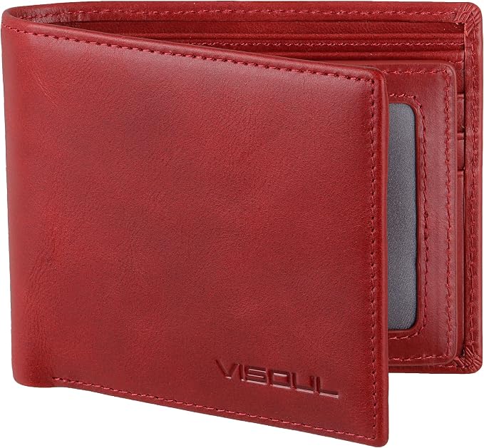 VISOUL Leather Mens Bifold RFID Blocking Wallet by VISOUL