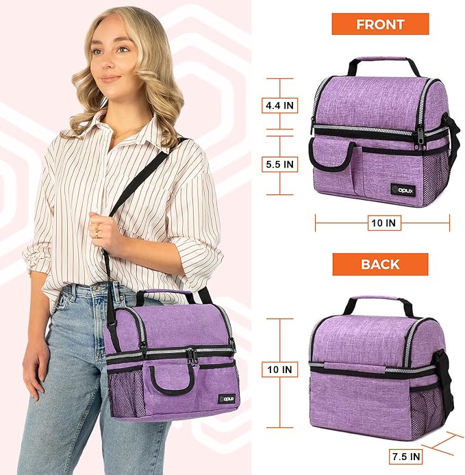 opux Lunch Bag Women Insulated, Adult Lunch Box Cooler, Lunch Box - Image 3