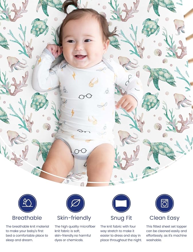 TotAha Crib Sheets for Boys Girls, Premium Soft Crib Mattress Fitted Sheet - Image 3