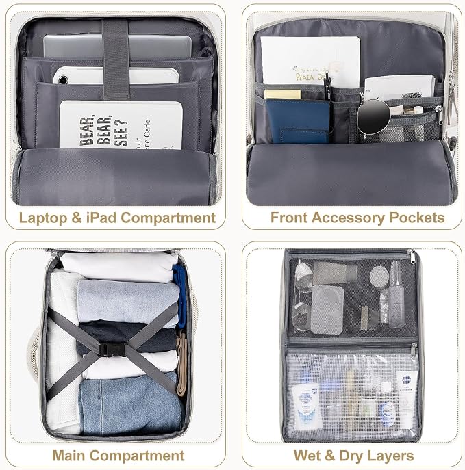 Travel Backpack for Women, Carry On Backpack Flight Approved, Personal Item - Image 5