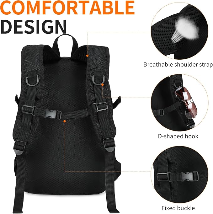 Large Hiking Daypack, 30L Water Resistant Hiking Backpack Packable Lightweight - Image 8