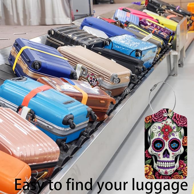 Skull Flower Diamond Art Luggage Tags - Image 5