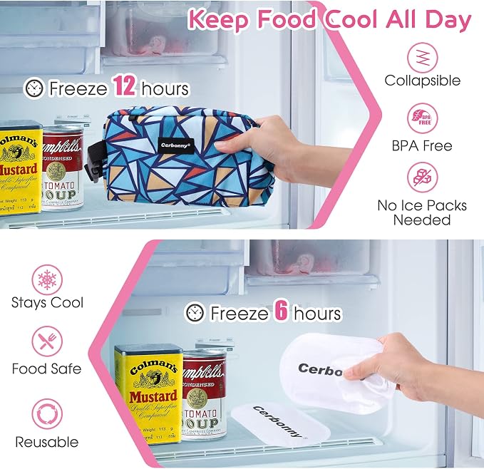 Freezable Lunch Bag, Freezable Snack Bag, Mini Cooler Bag - Image 4