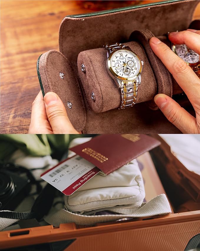 MR.OKAY 2 Watch Travel Case-Classic Leather Watch Case - Image 7