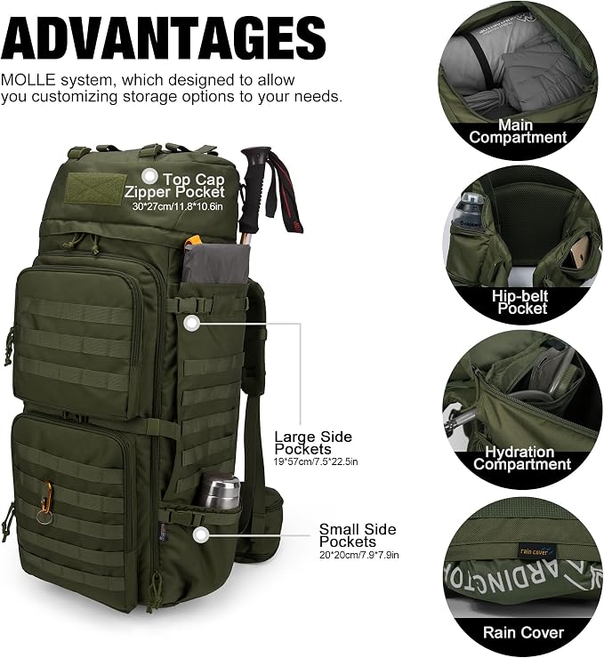 Mardingtop 75L Molle Hiking Internal Frame Backpacks - Image 3