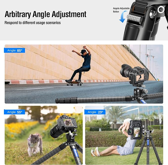 58" Carbon Fiber Tripod, Lightweight Travel Compact Tripod - Image 2