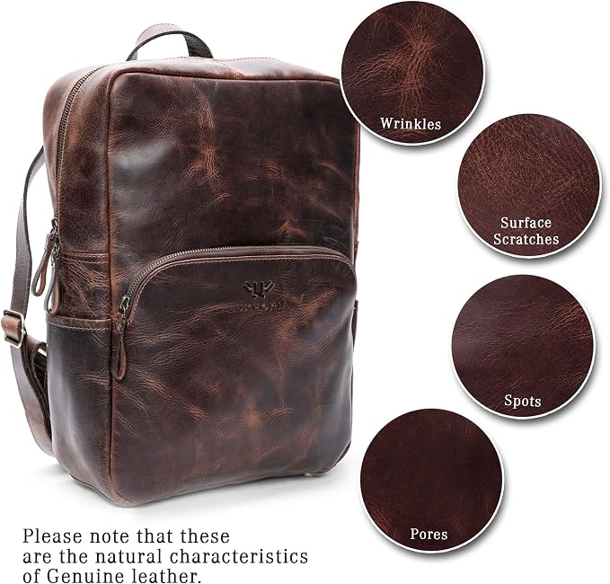 Handmade Leather Backpack for Men and Women, 15.6 Inch Laptop Bag, Genuine - Image 7