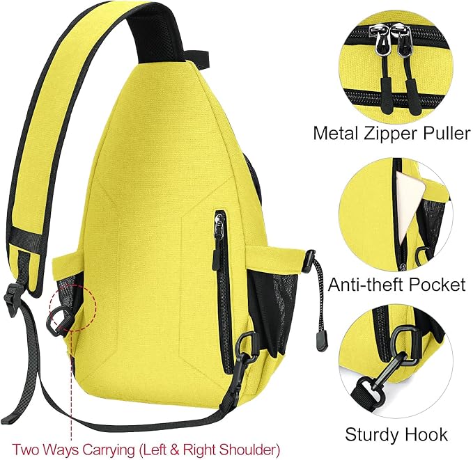 MOSISO Sling Backpack, Canvas Crossbody Hiking Daypack Bag - Image 3