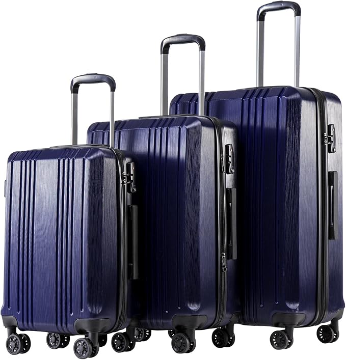 Coolife Luggage Expandable Suitcase PC+ABS 3 Piece Set by COOLIFE